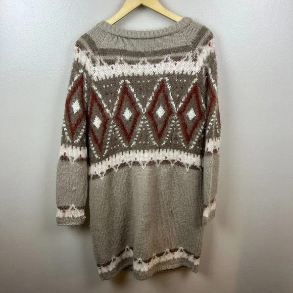 Free People Brown Frosted Fair Isle Cardigan Sweater Small Wool Mohair Blend - Picture 11 of 12